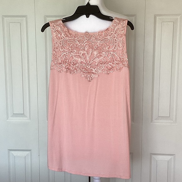 Blush, Soft Knit Top with Lace Detail - Picture 10 of 10